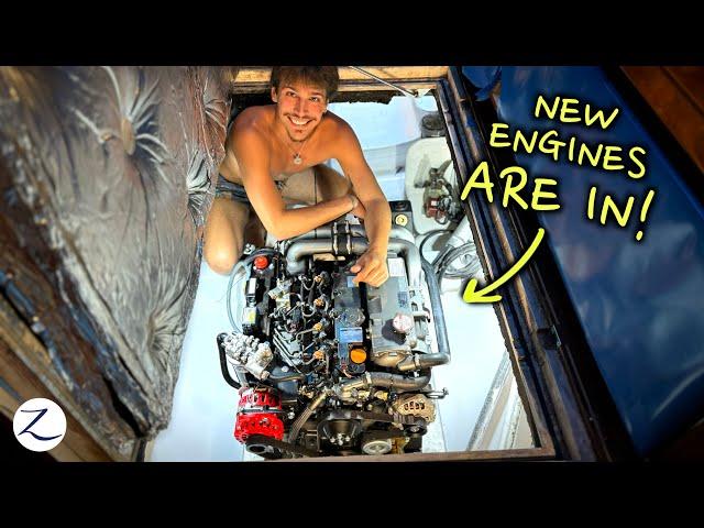 NEW ENGINES ️ Step 4: THEY'RE FINALLY IN! Yanmar for the win! (Ep 283)