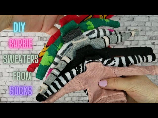 How to make Barbie Sweaters from Socks!  #diybarbieclothes #diybarbie