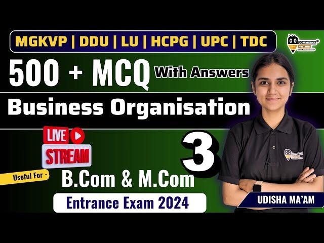 Business Organisation | Lec -3  | important Mcqs | Bcom/BBA/M.Com | For MGKVP | DDU | Entrance Exam