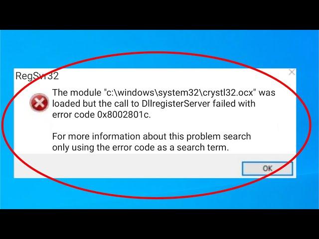 How To Fix Error Code 0x8002801c While Calling To Dllregisterserver On Windows 10/8/7/8.1