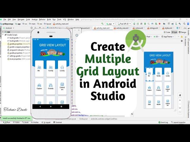 Multiple Grid Layout and CardView  Layout in Android Studio