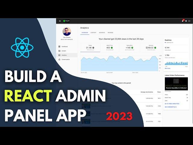 Build a REACT Admin Dashboard App using Material UI, ChartJS, and DataGrids in 2023