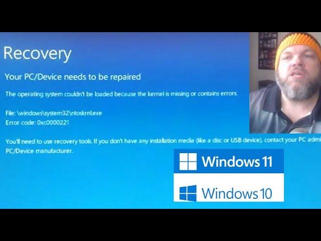 FIX 0xc0000221 Error Code RECOVERY Your PC/Device Needs to be Repaired Operating System Blue Screen