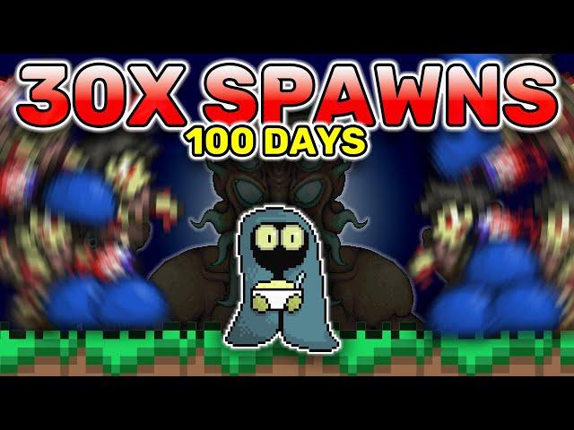 I set mob spawns to TIMES 30!! - 100 days Terraria