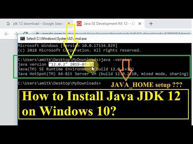 Installation of Java JDK 12 on Windows 10 | JAVA_HOME setup