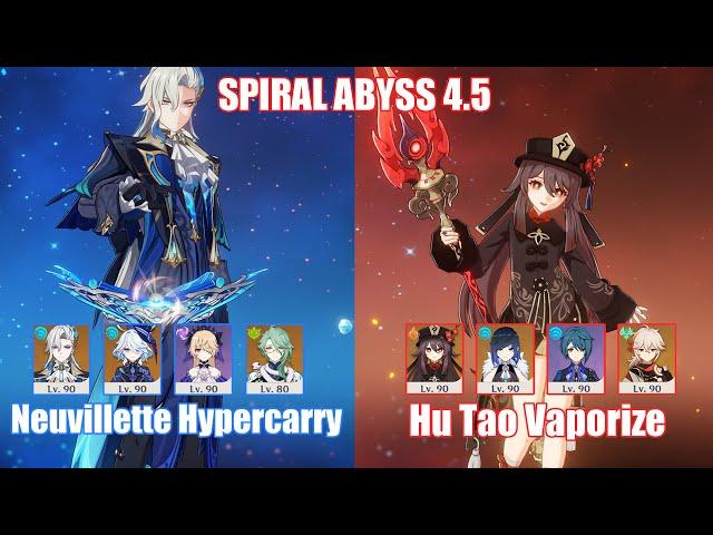 C1 Neuvillette Hypercarry & C0 Hu Tao Vaporize | Spiral Abyss 4.5 | Genshin Impact