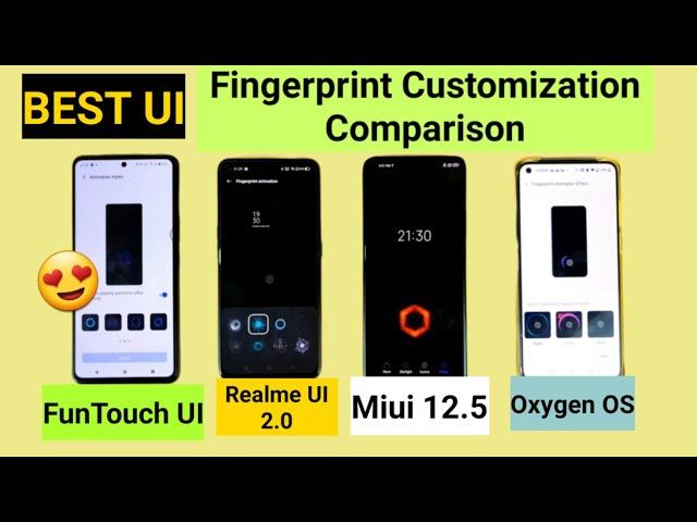 Miui 12.5 vs Realme ui 2.0 vs Oxygen  ui vs Fun touch ui in-display fingerprint customization 