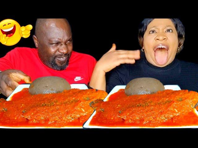 I Added Too Much Pepper My Wife's Food and this happened| Asmr mukbang fish pepper and amala fufu