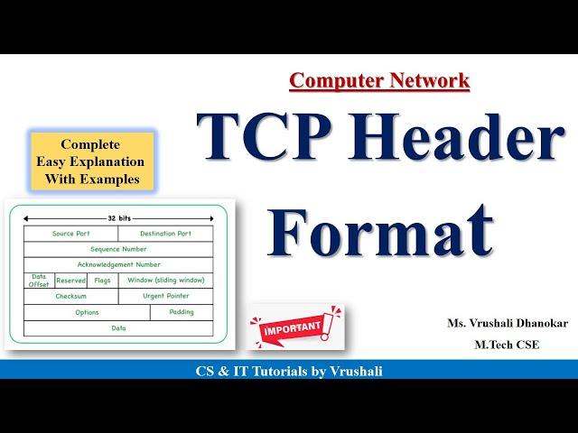 CN 22 : TCP Header Format | Explain with Example