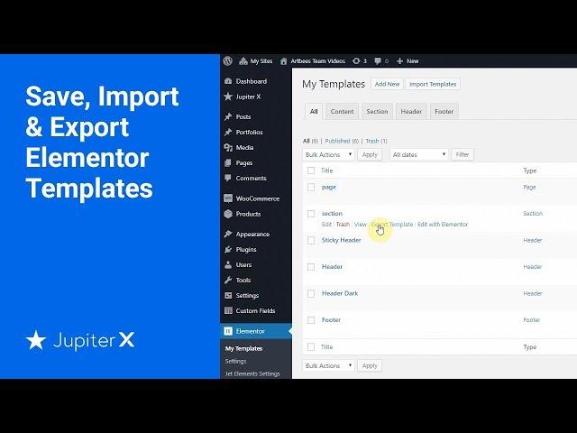 Save, Import & Export Elementor Templates