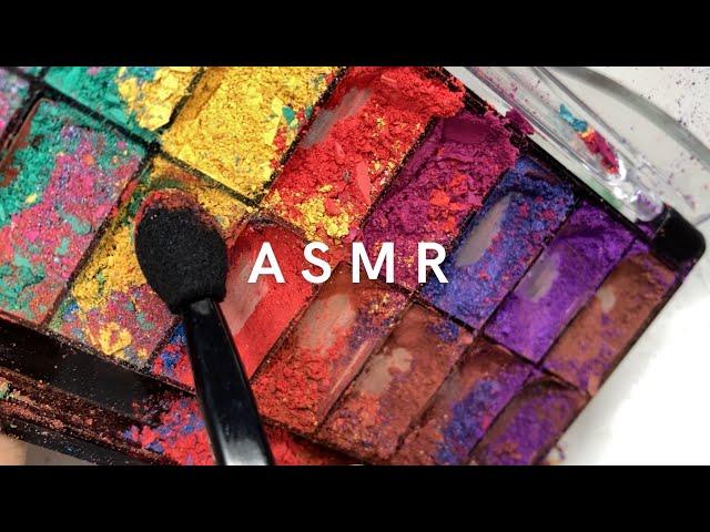 ASMR: DESTROYING 28 COLORS OF EYE SHADOWS  Makeup Destruction | Satisfying Sounds & Triggers