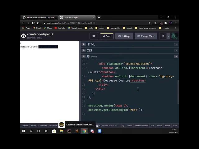 Build A Counter in React - Codepen Version