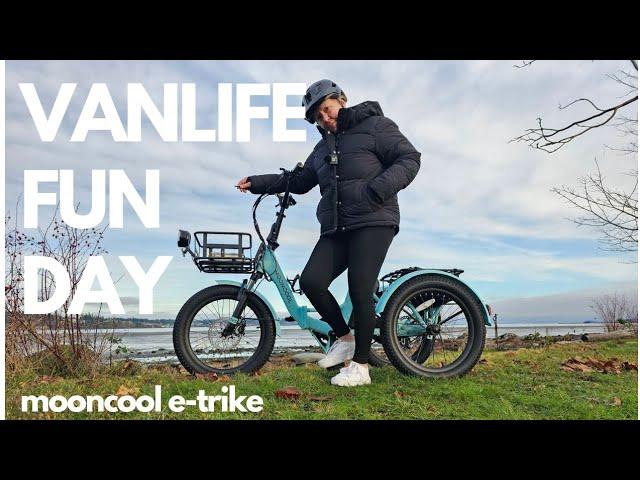 Van Life FUN DAY | Bike Ride along the Ocean | MOONCOOL Tk1 folding E-Trike