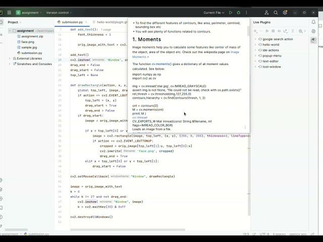 OpenCV documentation plugin for PyCharm