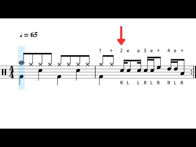 Drum Fills that Start on Beat 2, for Beginners: Practice-Along 