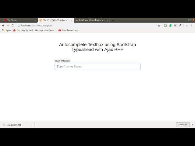 Autocomplete Text box using Typeahead with Ajax PHP Bootstrap