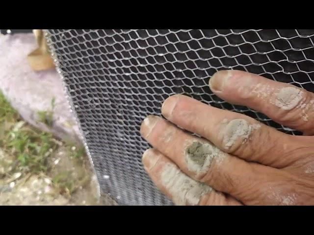 How to install mortar parge veneer over wire mesh on exterior block foundation finishing