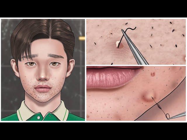 [ASMR] 대리만족! 속 시원한 인그로운 헤어 뽑기 / Satisfactory ingrown hair removal animation