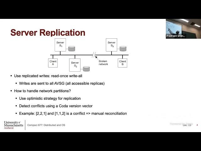 UMass CS677 (Spring'24) - Lecture 23 - xFS, Coda, HDFS, GFS