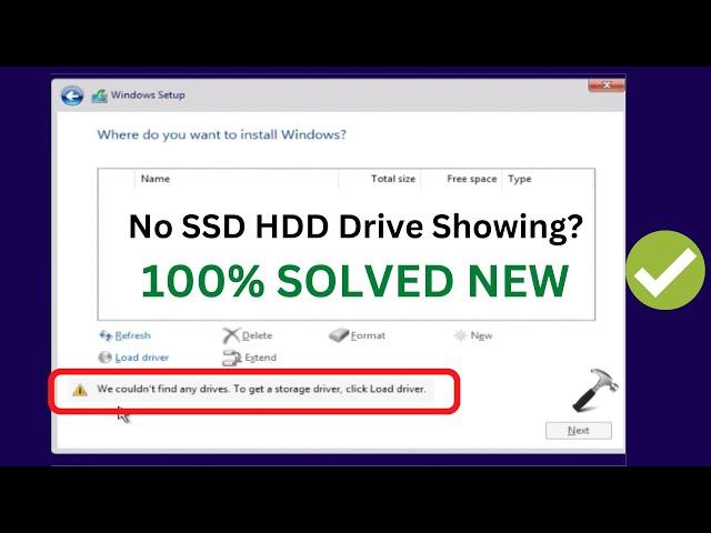 Windows10/11Installation Error- We couldn't find any drives To get a storage driver click load drive