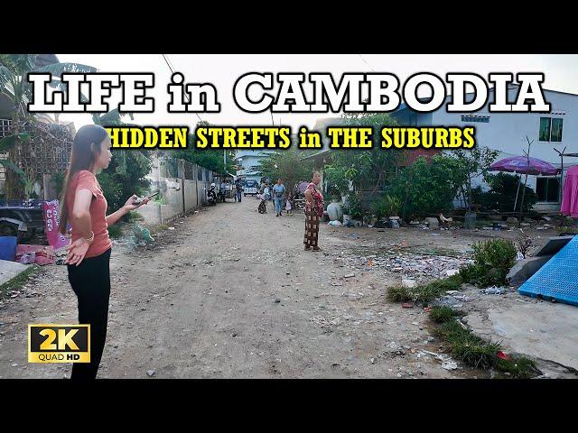 HIDDEN STREETS in THE SUBURBS of PHNOM PENH CAMBODIA | [2K] Walk Tour