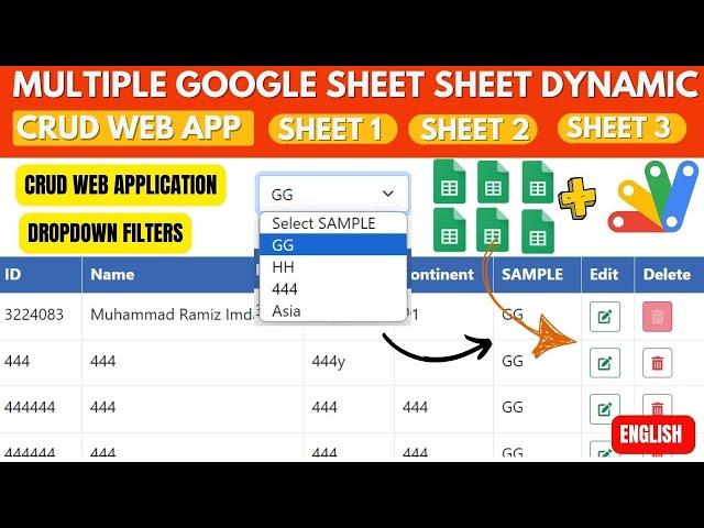 WEB APP Multiple Google Sheets CRUD | CRUD DATATABLE | CRUD WEB APP WITH FILTERS | B12