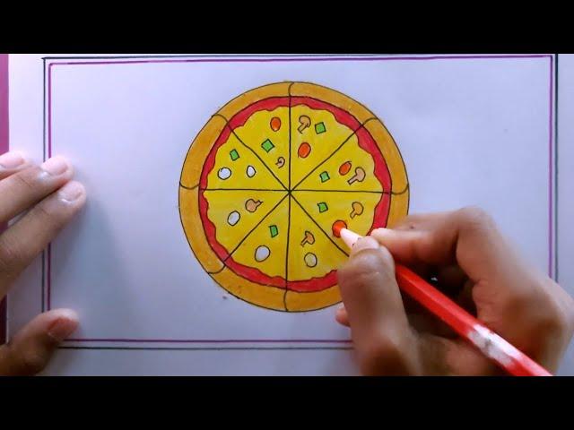 how to draw a pizza easy/pizza drawing