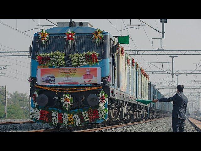 World’s first Electric hauled Double Stack 1.5 Km long Container Train - Indian Railways