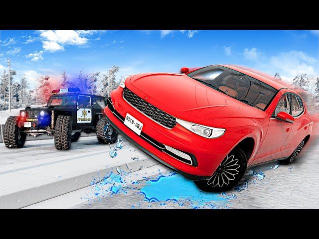 POLICE CHASE ON ICY ROADS! (BeamNG)