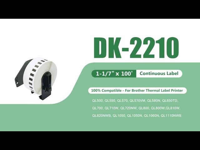 Brother DK-2210 Compatible Continuous Labels DK2210 Labels 1-1/7" x 100'