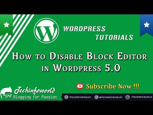 How to Disable Block Editor in WordPress 5.0 without Plugin #wordpress5.0 #wordpressblockeditor