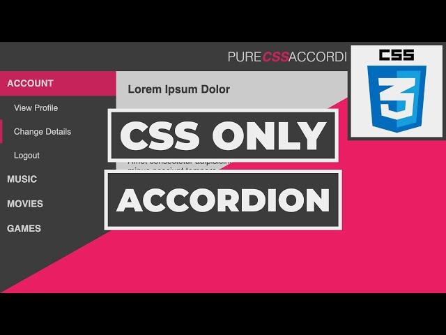 Pure CSS Accordion Menu - CSS ONLY Tutorial