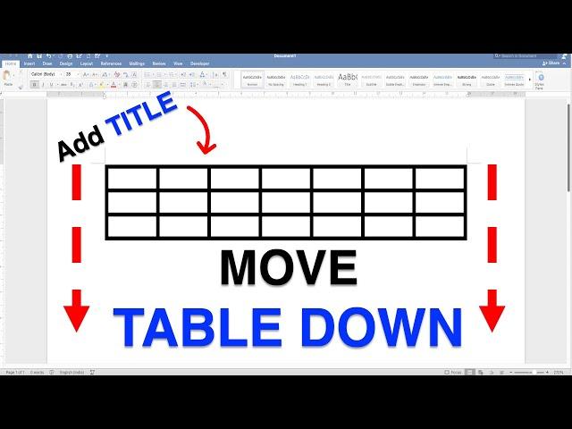 How to Move a Table Down in Word - To add Title