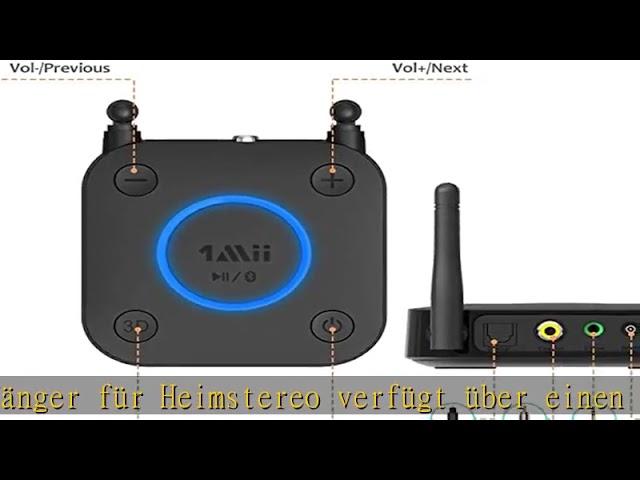 1Mii Großer Reichweite Bluetooth Empfänger, HiFi Kabelloser Audio Adapter, aptX Low Latency Bluetoo