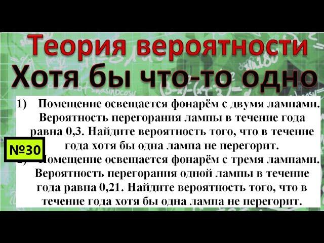 Помещение освещается фонарём с двумя лампами. Вероятность перегорания лампы в течение года равна 0,3