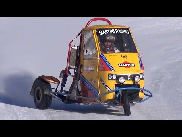 CRAZY Ape Car Proto with Triumph 675 Bike Engine! - Drifting in the Snow!