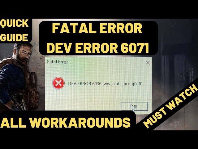 Dev Error 6071 And 5761 Call Of Duty Modern Warfare All WorkArounds| Direct X Error And Crashing FIX