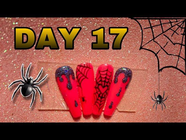 SPIDER WEBS & DRIPS | baby spider , glittery nails , DAY 17 | ANYLAH BANKS