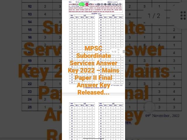 MPSC Subordinate Services Answer Key 2022 – Mains Paper II Final Answer Key Released@GovermentJobalertsalloverIndia