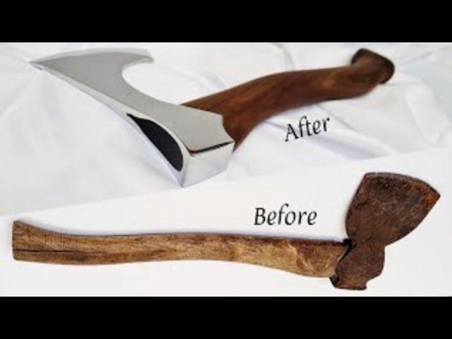 Rusty Axe Turned into Viking Style Hatchet / Axe Restoration Modification