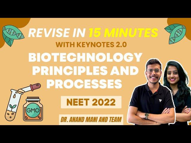 Biotechnology Principles and Processes | Revise in 15 minutes | NEET 2024 | Dr. Anand Mani and Team