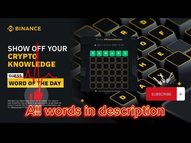 New Crypto WODL-Theme Binance Season -Binance Word Of The Day Answers #cryptowodl #binance #Btc #eth