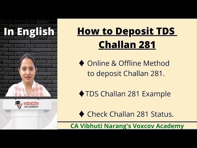 How to Deposit & Pay TDS Challan 281 Onlline as well as Offline-In English