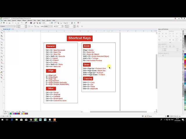 Corel Draw X7 | X8 Shortcuts Keys Hindi Tutorial