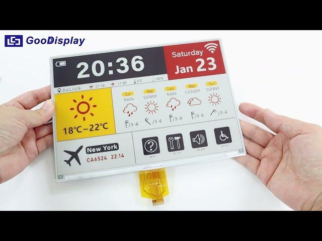 10.2-inch 4-Color E Ink Display, SPI Interface, Low Power, Wide Viewing Angle, Eye Protection