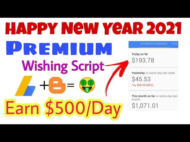 Happy New Year 2021 HTML Free Festival Wishing Website Script for Blogger (Hindi)