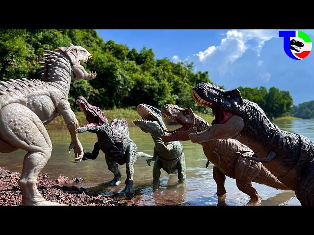 SPINOSAURUS VS INDOMINUS VS T-Rex Battle of Giant Dinosaurs | Jurassic World | TCF CREATOR