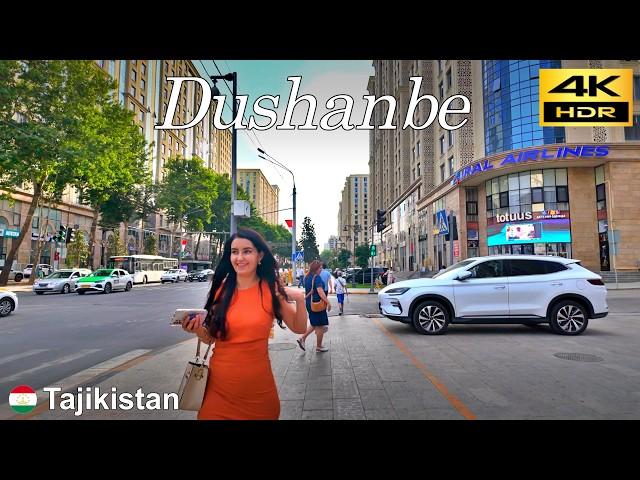 Dushanbe Walking Tour | Evening walk in central Dushanbe | Tajikistan  | 4K HDR