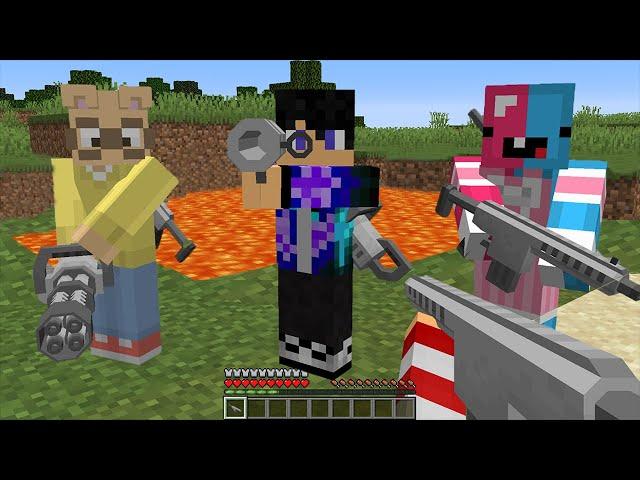 Minecraft Manhunt VS 3 Hunters with Guns...