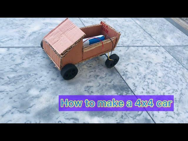 How to make a 4x4 car with Dc motor | science project